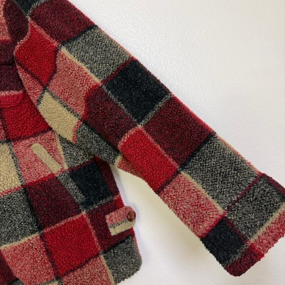 Vtg Tasha Polizzi TP Saddleblanket Fleece Jacket Womens M Red Check Southwest - Picture 5 of 12